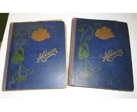 Two Edwardian pictorial cover photograph and scrap albums, the first including photographs of biplanes, plane crash at Shotwi