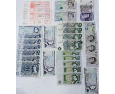 Uncirculated Bank of England £20 note, Andrew Bailey, serial number AB39 435043 (clean), uncirculated Bank of England £5 note