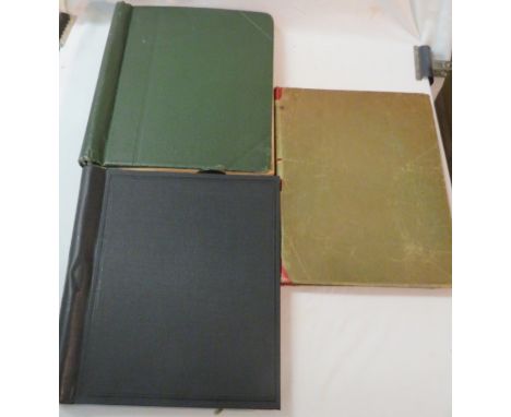 Green album of used British Commonwealth stamps; a black void stamp album; Permanent Universal postage stamp album containing