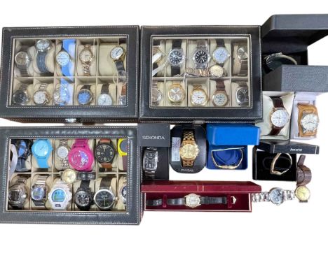 Large collection of wristwatches including Seiko, Timex, Garrard, Sekonda etc. 