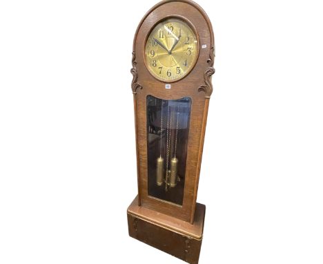 Early 20th Century oak double weight longcase clock, 175cm.