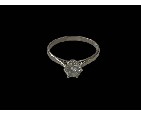 18 carat white gold and platinum round cut solitaire diamond ring, diamond approximately 0.50 carats, size N½.