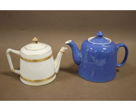 A VINTAGE MACINTYRE TEAPOT TOGETHER WITH A POWDER BLUE MOORCROFT EXAMPLE BOTH A/F