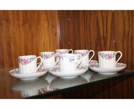 A SET OF SIX ROYAL WORCESTER FOR MAPPINS LTD COFFEE CANS AND SAUCERS