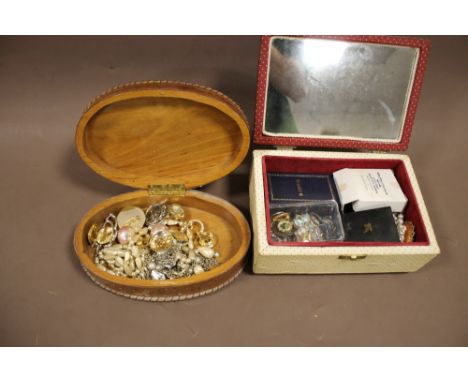 TWO VINTAGE BOXES CONTAINING COSTUME JEWELLERY