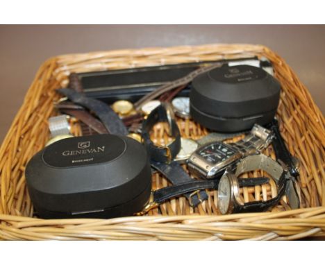 A BASKET OF WRISTWATCHES TO INCLUDE CASIO, LORIS ETC