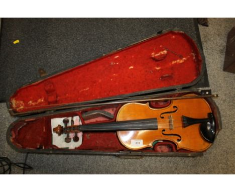 A CASED VINTAGE BERNIER VIOLIN AND BOW 