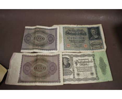 FOUR VINTAGE GERMAN BANK NOTES