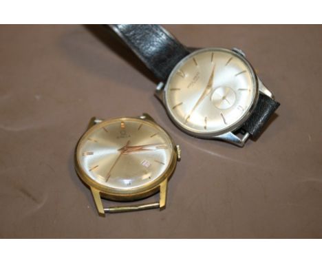 A VINTAGE WRISTWATCH MARKED OMEGA TOGETHER WITH A POLLMETT EXAMPLE (2)