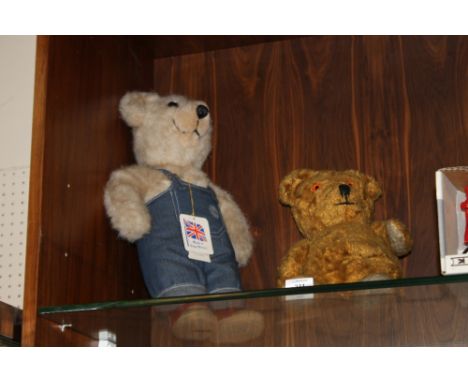 A VINTAGE MERRYTHOUGHT TEDDY BEAR PLUS ANOTHER