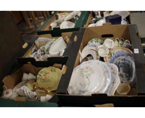 THREE TRAYS OF CHINA AND CERAMICS TO INCLUDE CARLTONWARE, ROYAL ALBERT ETC.