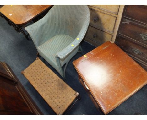 A LLOYD LOOM CHAIR, STOOL AND A COMMODE (3)