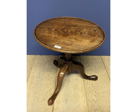 Good George III oak tripod tray top circular occasional table, 45cm diameter x 48cmH (old repair split&nbsp; - clean break ac