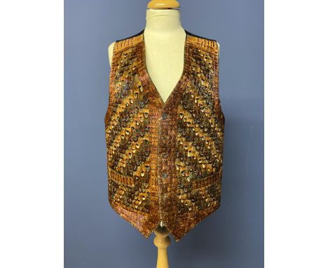 Favourbrook of London, unusual bespoke pheasant leather waistcoat CONDITION: 1 button missing. hand made. believed to have co