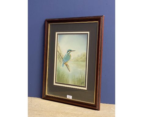 R FLETCHER watercolour of a Kingfisher signed and dated lower right 2003, 31x21cm framed and glazed 