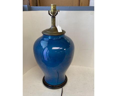 Chinese blue ceramic lamp 68cm height including fittings 