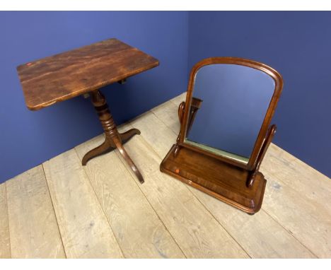 Victorian Gentleman's Victorian toilet mirror and C19th tilt top pedestal table for restoration 