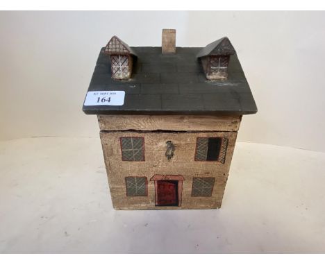 Wooden caddy in the form of a cottage 20cm H CONDITION: General wear 