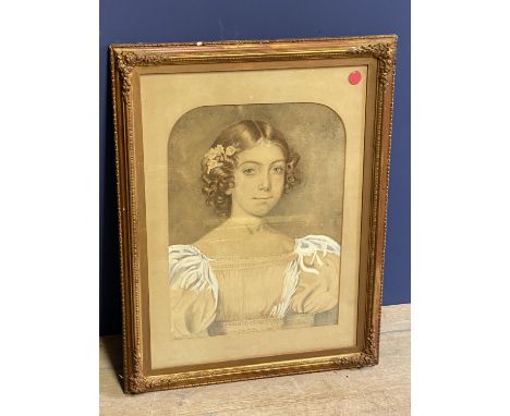 Portrait watercolour of Charlotte Sneyd,  (nee Repton) Proveneance Verso, 45 x 34, framed and glazed 