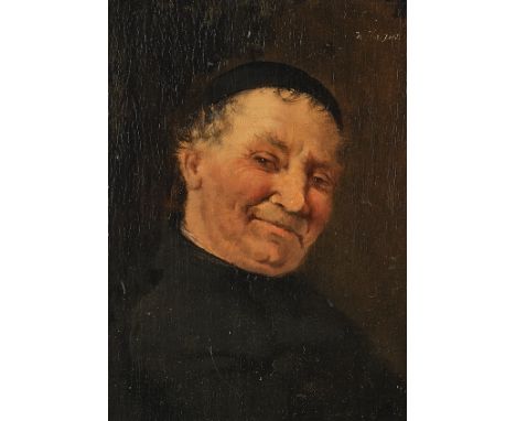 Porträtmaler (19. Jahrhundert), Pendants, "Porträt Bauer" und "Porträt Pater", je Öl auf Platte, eines signiert oben rechts K