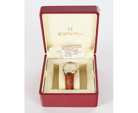 Zenith, Modell Prime, Handaufzugkaliber 420, Ref.-Nr. 20-0010.420, Stahlgehäuse 20 Mikron vergoldet, weißes Zifferblatt, gold