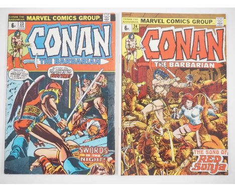 CONAN THE BARBARIAN #23 &amp; 24 - (2 in Lot) - (1973 - MARVEL - UK Price Variant) - Includes First cameo &amp; Full appearan