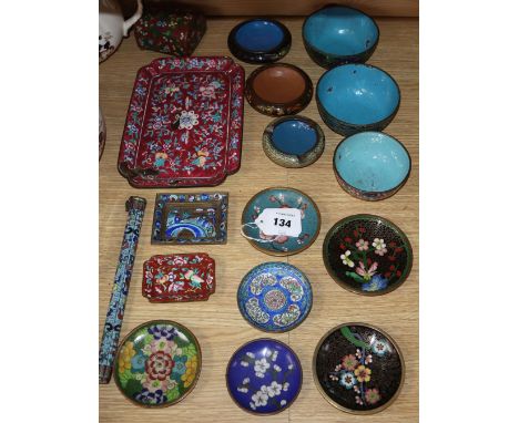 A group of Chinese cloisonne and Canton enamel wares, 19th/20th century