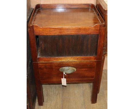 A George III mahogany tray top commode W.50cm