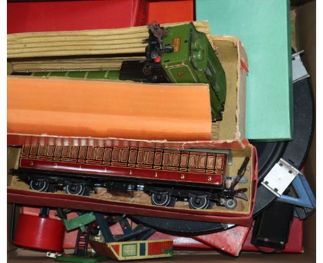 A Hornby 00 train set including track, signals, tenders and engine