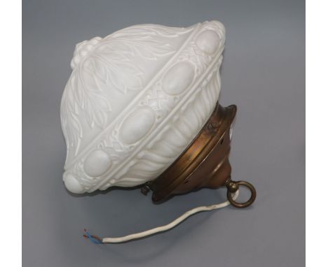 A white glass light fitting