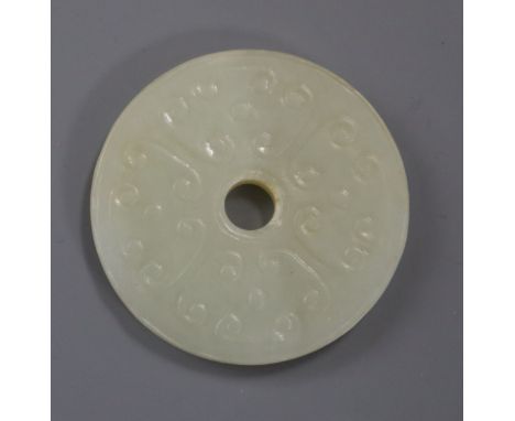 A pale celadon jade bi disc