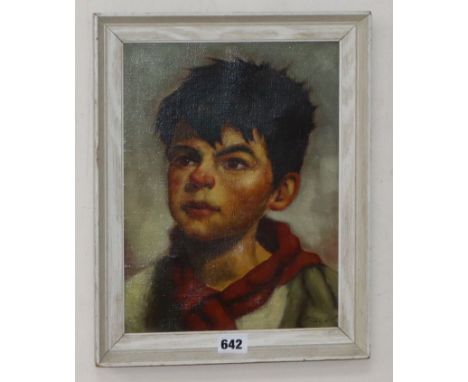 Mayer, oil on canvas, Portrait of an Italian boy, signed 30 x 23cm