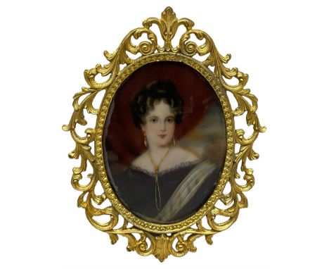 Continental School (Early 20th century): Elegant Lady, portrait miniature indistinctly signed Cupo? 8cm x 6cm