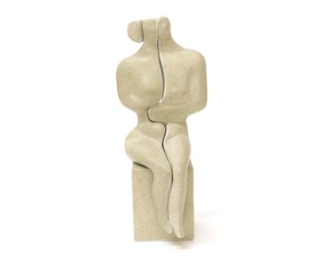 Peter Wright (1919-2003) Seated male and female Signed and numbered 9/200, ceramic figure in three pieces, 25cm high Artist's
