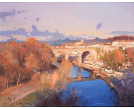 Peter Wileman PPROI RSMA EAGMA FRSA (b.1946) ''The River Nidd, Knaresborough'' Signed, oil on canvas, 38cm by 48cm Exhibited: