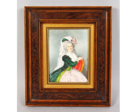 PORTRAIT OF A LADY SEATED ON A CHAIR.  Signed LECOUTEUX DU MOLAY. 4.5ins x 3.5ins.