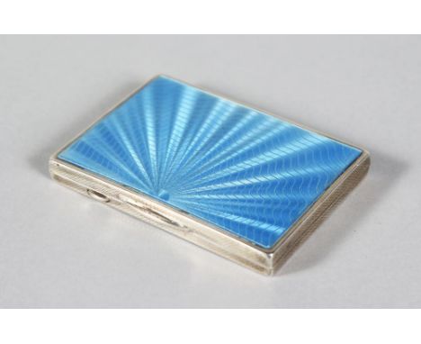 A SILVER AND BLUE ENAMEL CIGARETTE CASE with a mirror. Birmingham 1936.