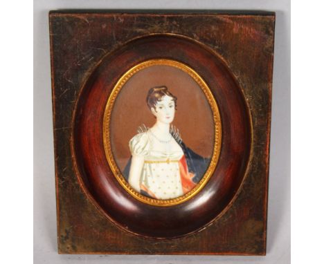 PORTRAIT HALF LENGTH OF JOSEPHINE de BEAUHARNAIS, espouse of NAPOLEON. 3.25ins x 2.5ins.