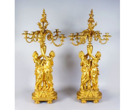 A PAIR OF EXCEPTIONAL FRENCH CANDELABRA MADE BY PRESTIGIOUS FRENCH MAKER HENRI PICARD (1840-1890) who famously supplied works
