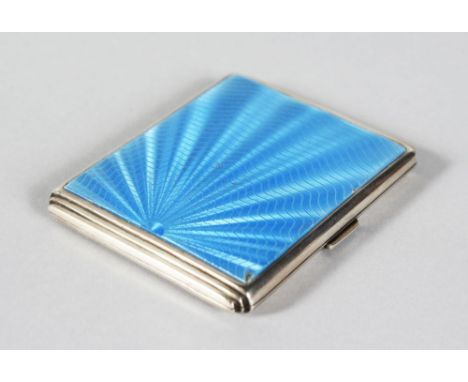 A SILVER AND BLUE ENAMEL CIGARETTE CASE. Birmingham 1936.