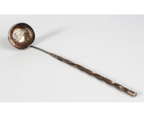 A GEORGIAN SILVER TODDY LADLE inset with a QUEEN ANNE SILVER COIN 1709.