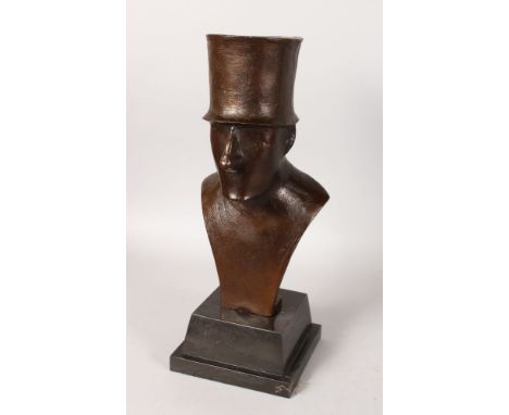 AFTER ELIE NADELMAN (1862-1946) POLISH-AMERICAN MAN WITH TOP HAT.  Bronze. Signed, on a marble base.  13ins high.