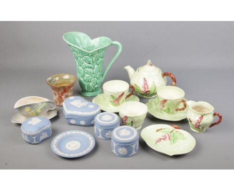 A collection of ceramics. Includes Carltonware Foxglove, Sylvac, Shorter &amp; Son, Wedgwood Jasperware and a Doulton &amp; L