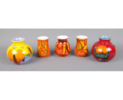 A collection of small Poole Delphis vases. Most bearing painters mark 31.  Good condition.