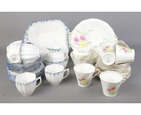 Two Art Deco bone china tea sets. Includes Adderley and Melba examples.  