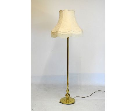 Brass standard lamp with good quality shade  