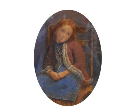 Late 19th/early 20th Century English School - Watercolour - Portrait of a young girl seated on a ladder back chair, within an