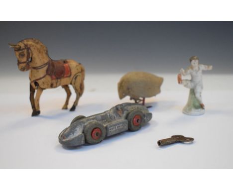 Small group of vintage 20th Century children's toys comprising of clockwork robin, Dinky Toys diecast model Speed of The Wind