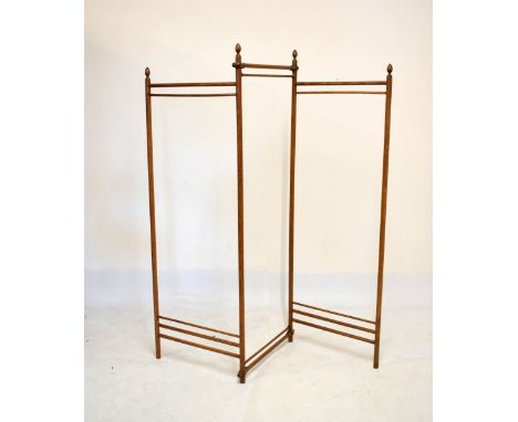Turned ash dressing screen frame of tubular design approximately 175cm wide x 159cm high  
