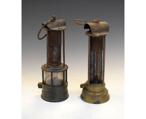 Hardy Patent Pick Co. Ltd, Sheffield Davy lamp, 23cm high, together with a miners lamp marked 'Henley', 24cm high  